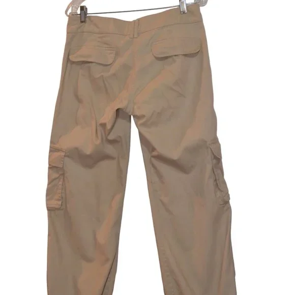 Zara TRF White Cargo Pants Low Rise Pockets Lace Bottom Women M - Picture 3 of 7